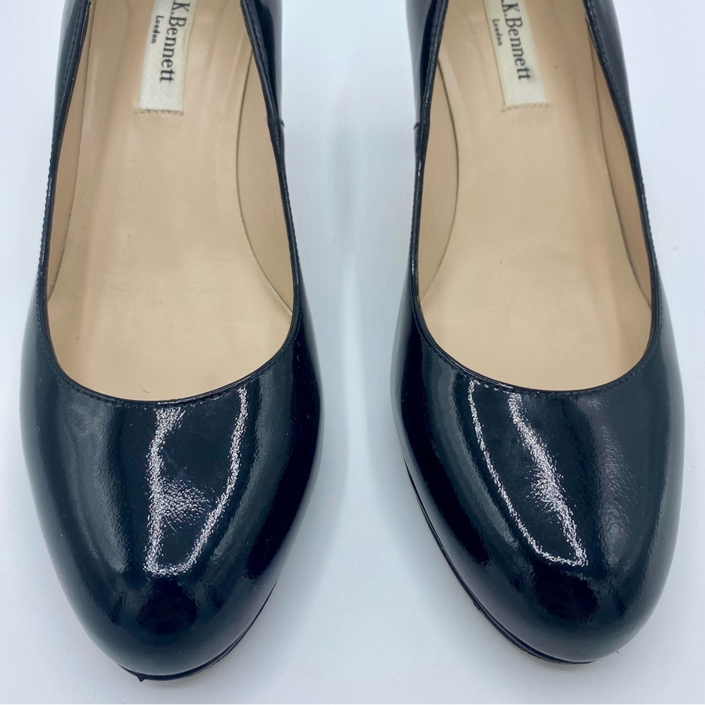 L.K. Bennett Black Patent Leather Platform Pump Court Shoe Size 36.5 / US 5.5 - Picture 4 of 16